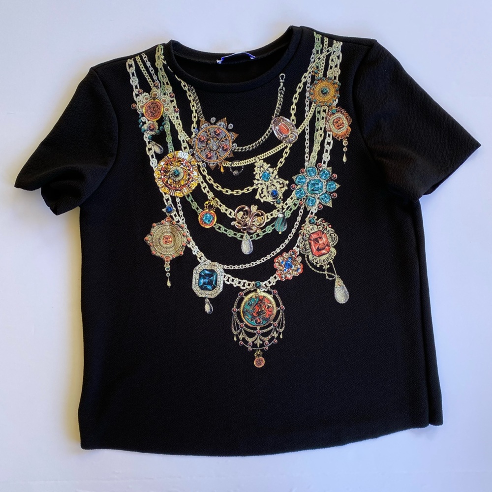 Zara Fake Jewels Tshirt, Size Small - Never Worn
